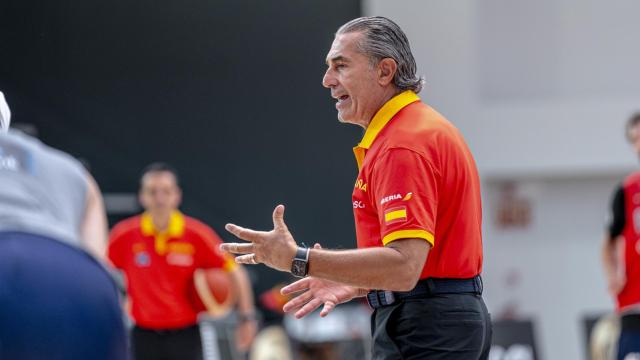 Sergio Scariolo, durante un entrenamiento de la selección española.