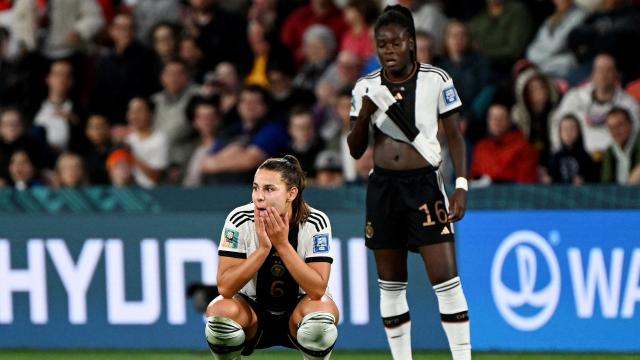Las jugadoras de Alemania, desoladas tras la eliminación.