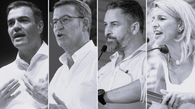 Pedro Sánchez, Alberto Núñez Feijóo, Santiago Abascal y Yolanda Díaz.
