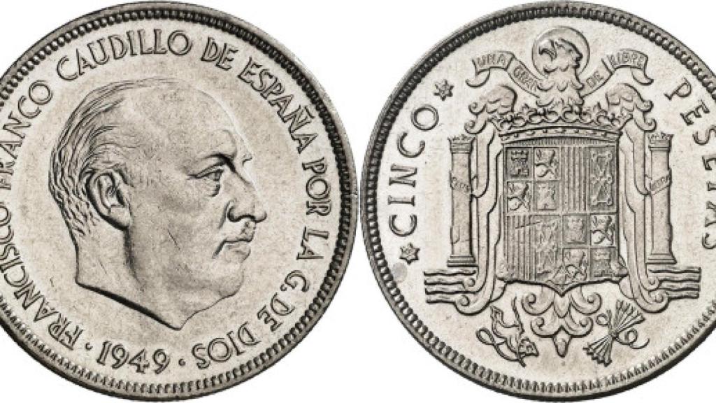 Moneda de 5 pesetas de Franco.