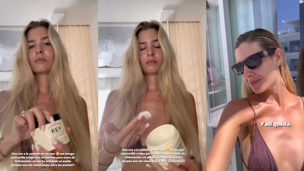 Teresa Andrés explicando a sus seguidores los beneficios de la mascarilla.