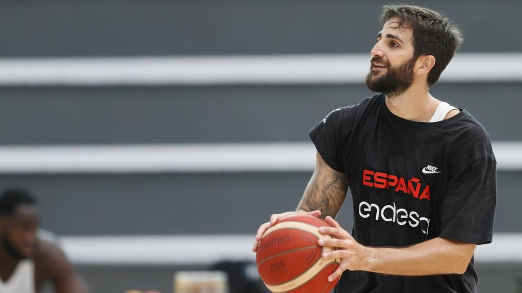 Ricky Rubio entrenando con la Selección