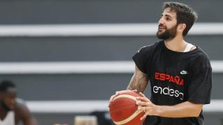 Ricky Rubio entrenando con la Selección