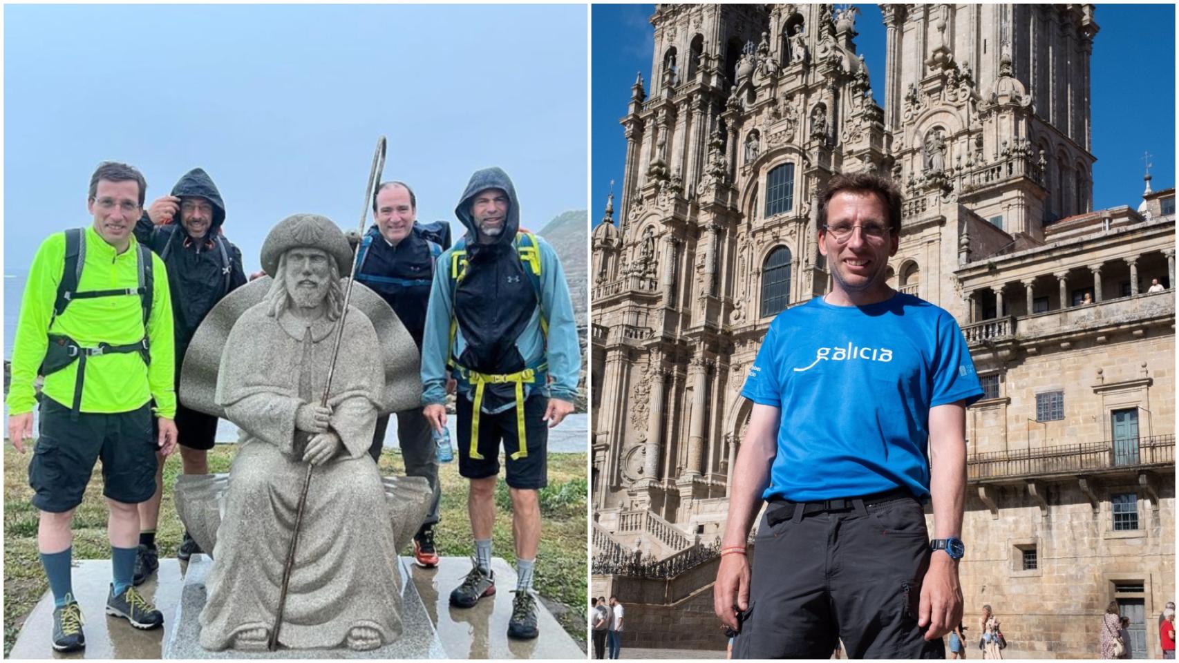 José Luis Martínez Almeida al inicio y al final de su Camino de Santiago.