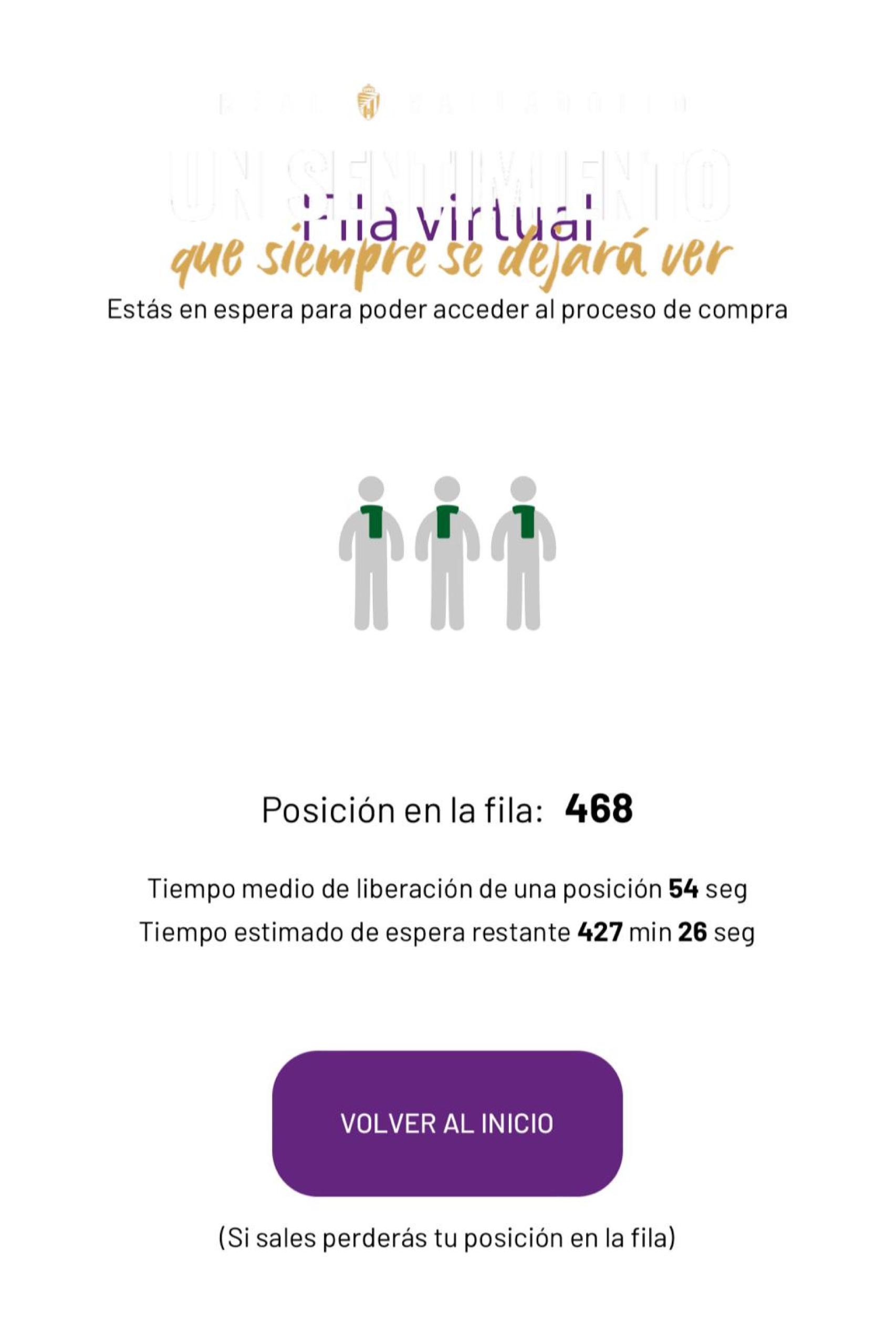 Cola virtual para abonarse al Real Valladolid