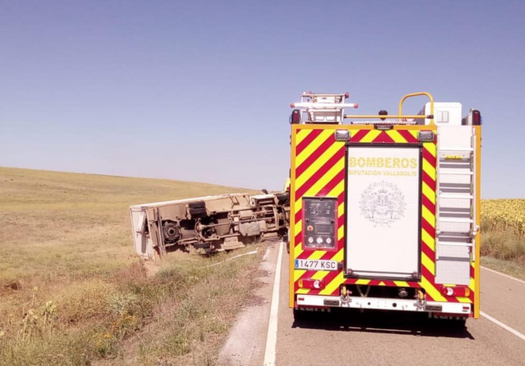 Accidente de un camión en Santervás de Campos