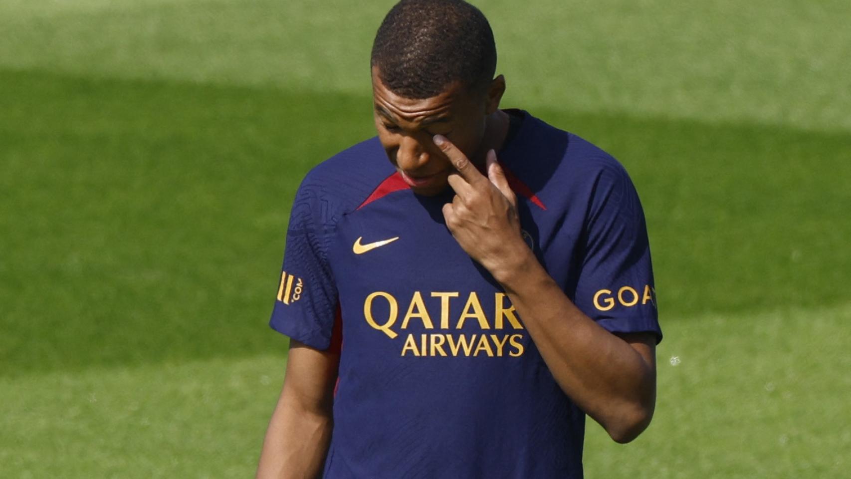 Mbappé, durante un entrenamiento con el PSG.