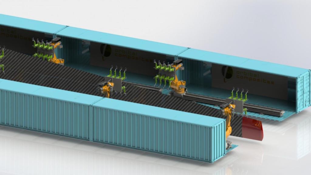 Robots impresores de 3D dentro de contenedor