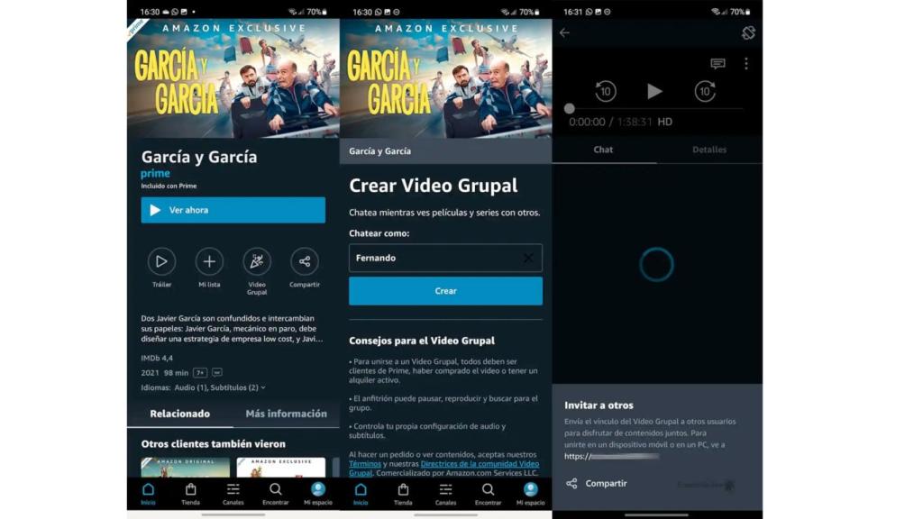 Vídeo grupal en Amazon Prime Video
