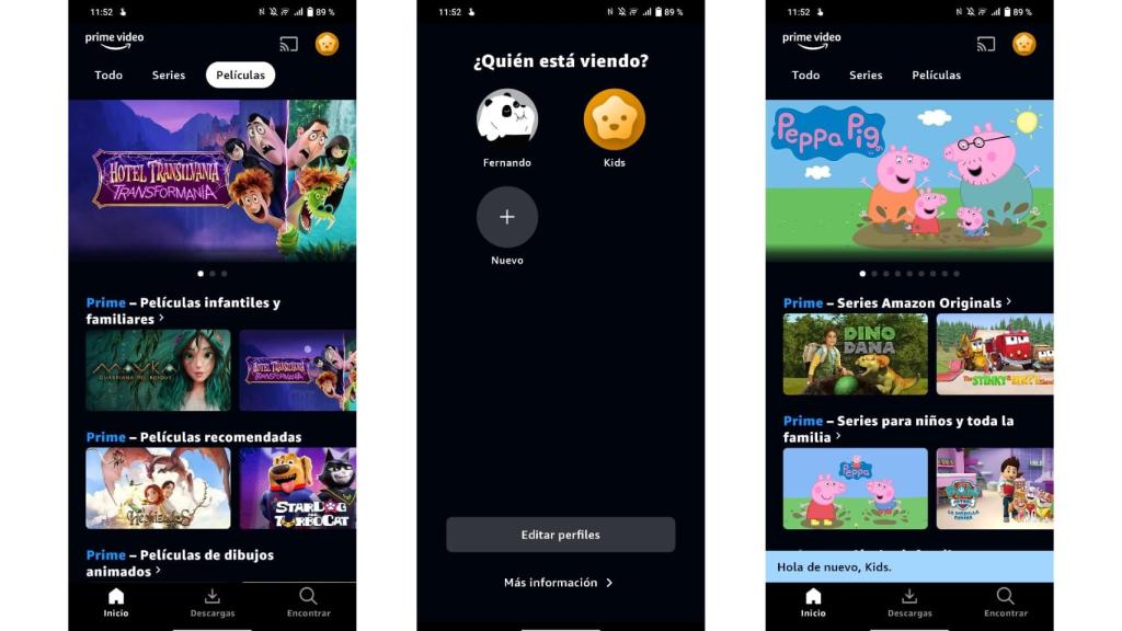 Perfil infantil en Prime Video
