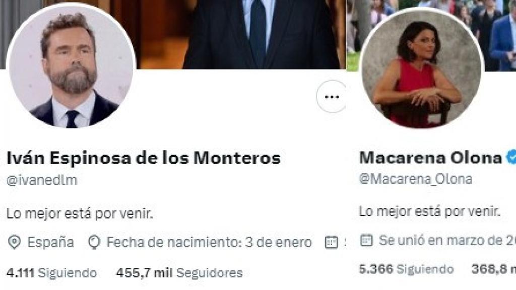 Perfiles de Twitter de los dos políticos.