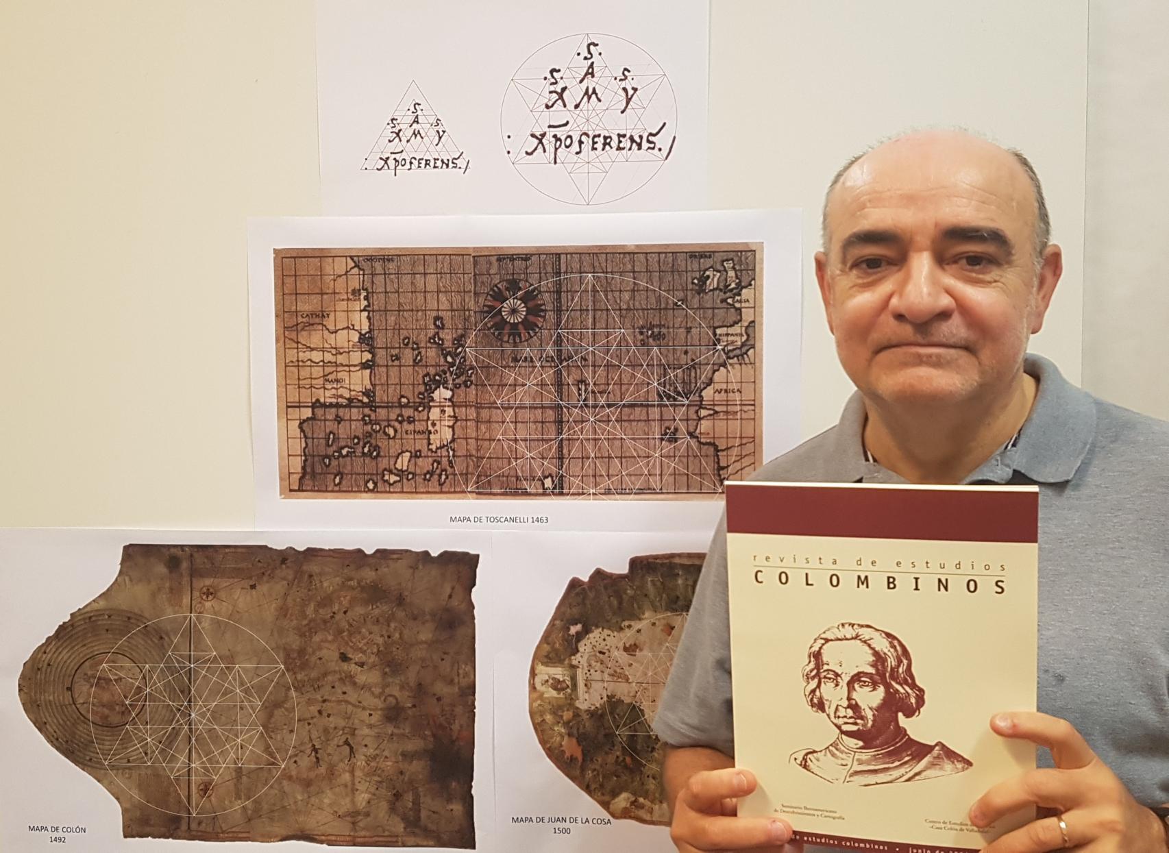El investigador Gabriel Songel con su trabajo científico.
