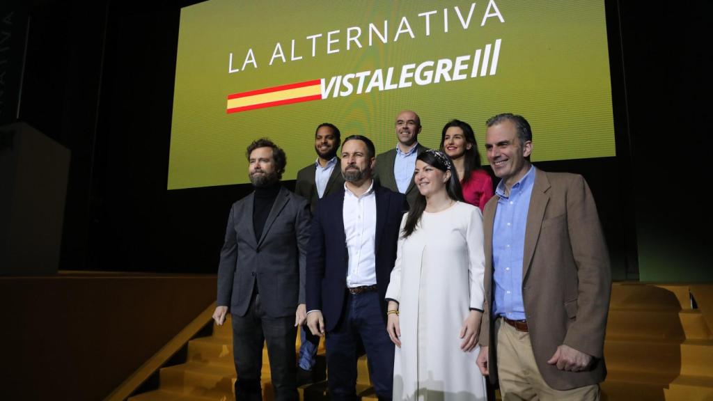 Imagen de la cúpula de Vox en Vistalegre III.