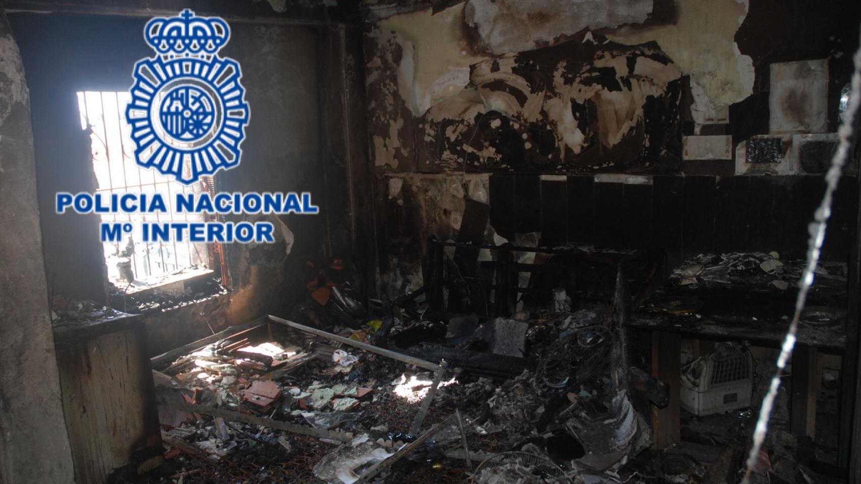 Estado en el que quedó la casa tras el incendio.