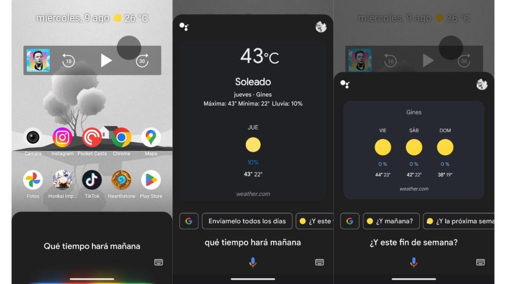 El tiempo en el asistente de Google
