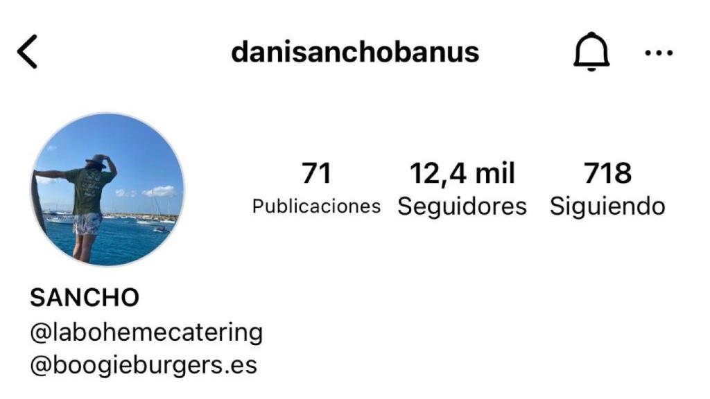 Captura del perfil de Dani Sancho antes de entrar en prisión.