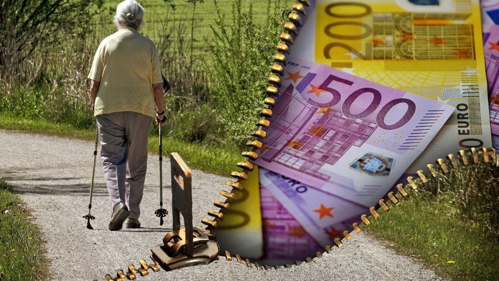Símil de una persona viuda y la cantidad que percibe por sus pensiones.
