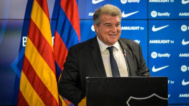 Joan Laporta, durante la presentación de Gundogan.