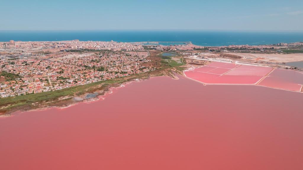 Vista aérea de la laguna Rosa de Torrevieja.