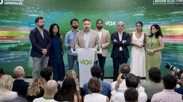 Los dirigentes de Vox durante la noche electoral del 23-J.