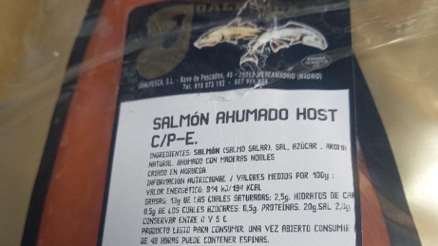 Etiqueta del salmón ahumado en el que se ha identificado presencia de Listeria