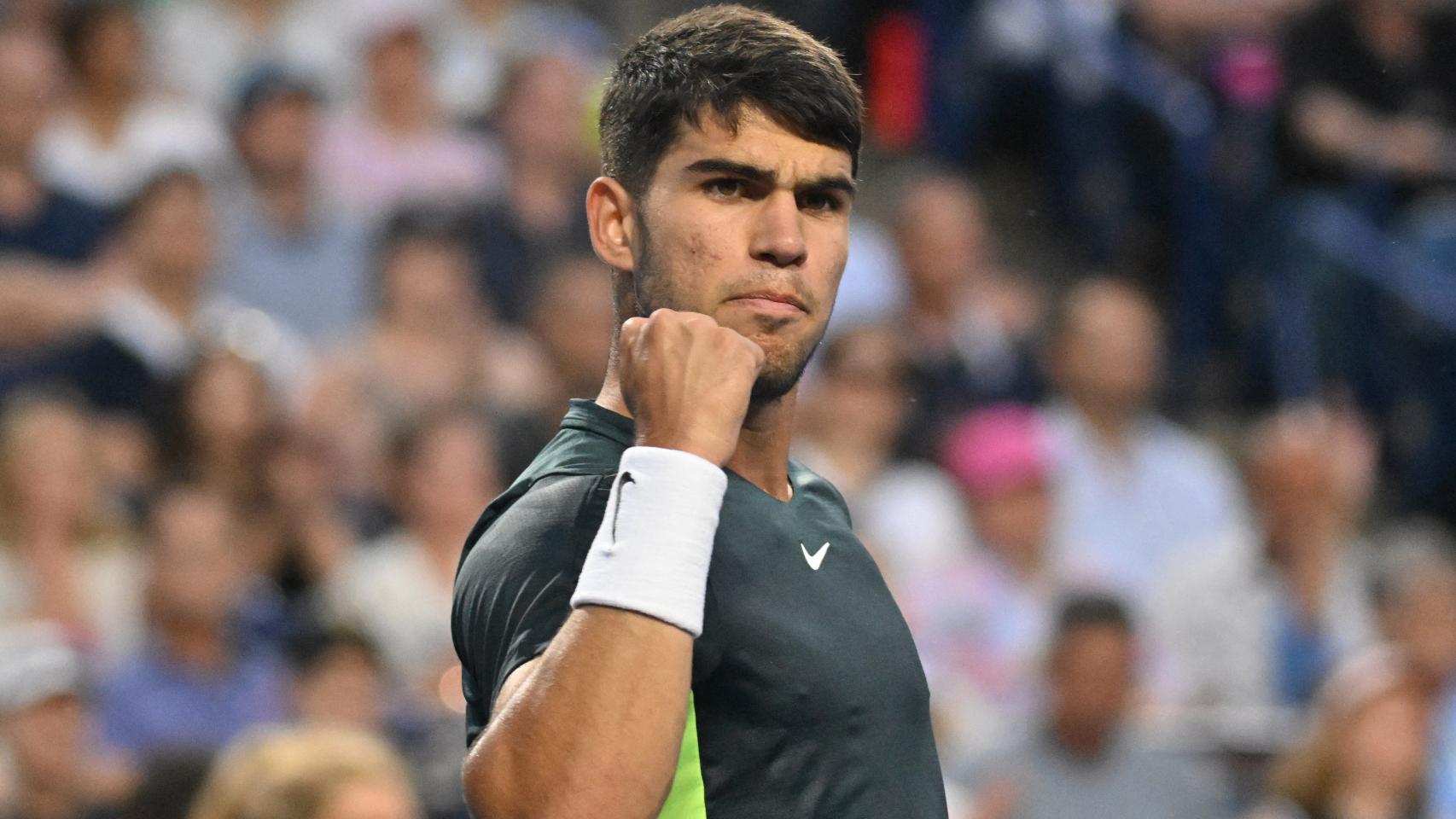 Carlos Alcaraz, en su partido de tercera ronda en el Masters 1000 de Toronto.