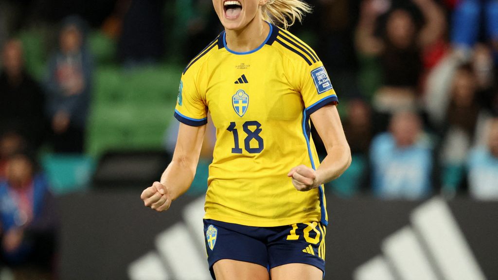 Rolfo celebra un gol en este Mundial con Suecia.