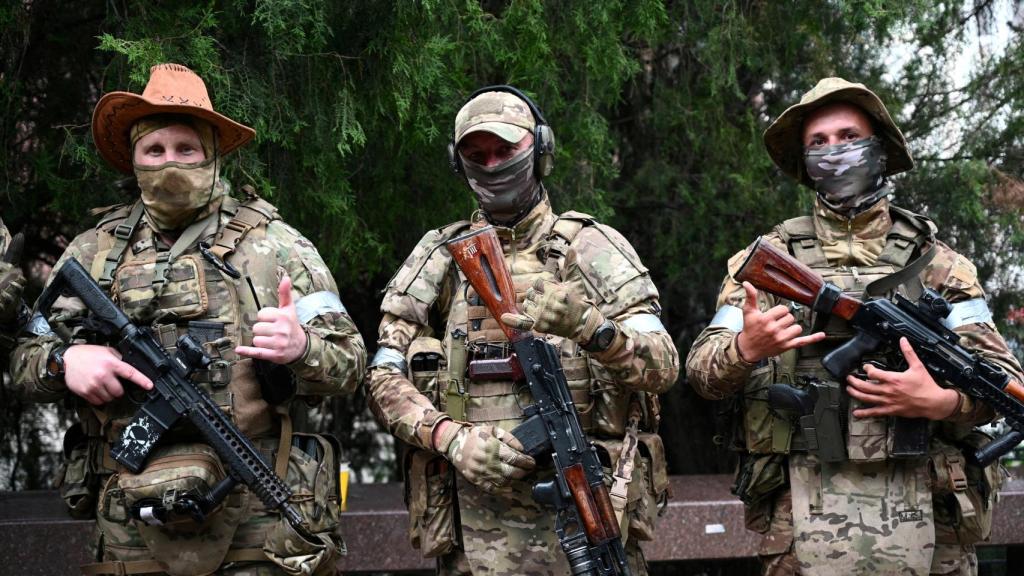 Combatientes de Wagner desplegados en Rostov del Don.