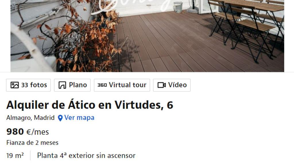 Anuncio en el portal Idealista.