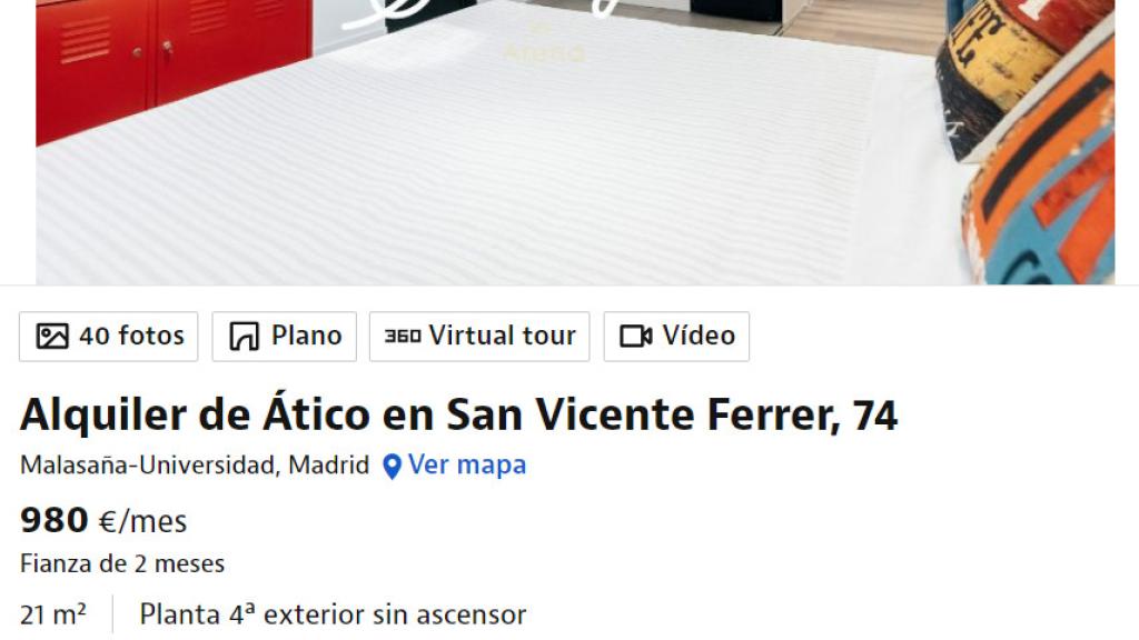 Anuncio en el portal Idealista.