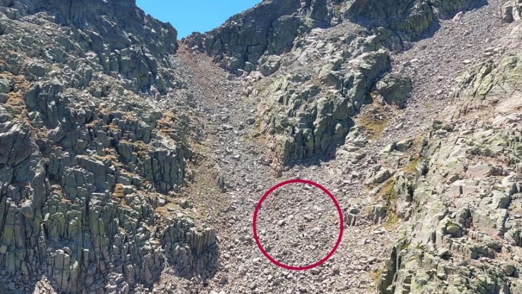 Punto donde el montañero fue rescatado