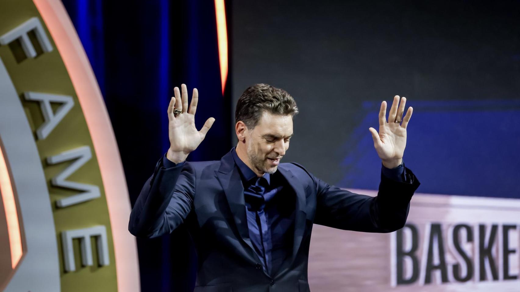 Pau Gasol, durante el acto de entrada al Hall of Fame de la NBA.