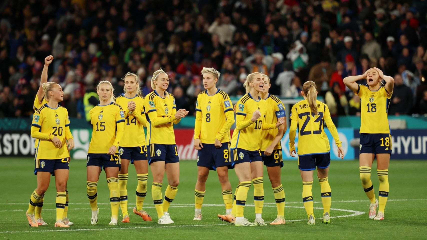 La selección sueca durante el Mundial femenino de fútbol
