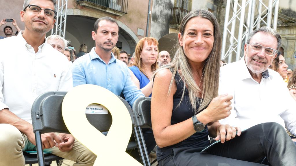 La diputada de Junts al Congreso por Barcelona, Míriam Nogueras, durante un mitin en julio.