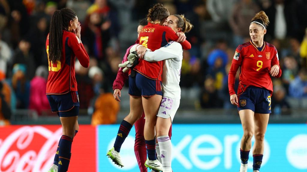 Las futbolistas de España celebran el pase a la final del Mundial