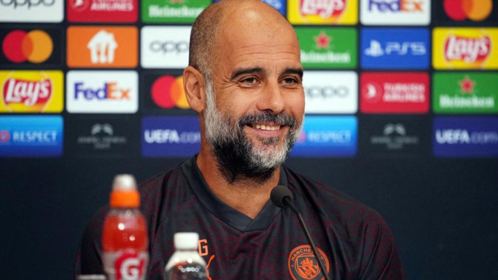 Pep Guardiola, en la rueda de prensa previa a la Supercopa de Europa