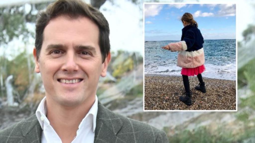 Albert Rivera en un fotomontaje de EL ESPAÑOL junto a su hija mayor, Daniela.