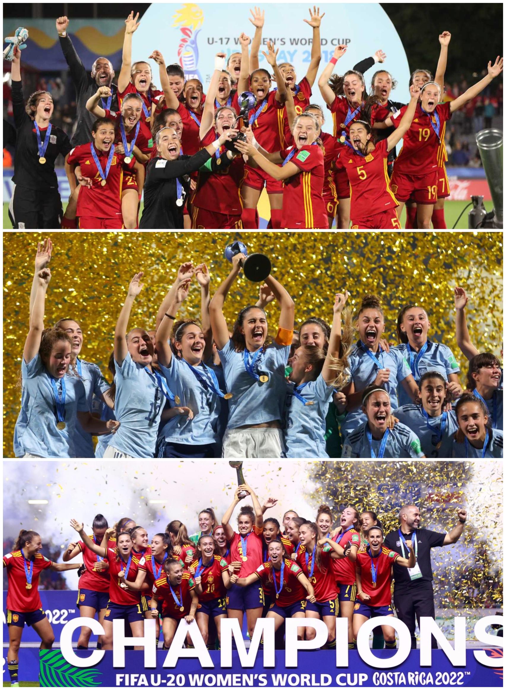 Las campeonas del mundo sub17, en 2018 y 2022, y sub20, en 2022