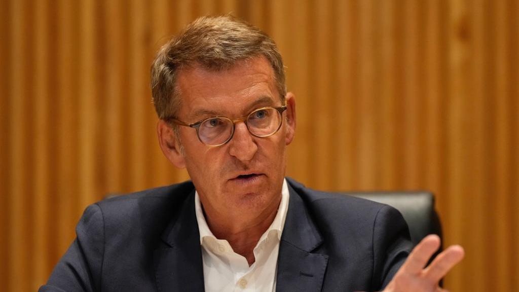 Alberto Núñez Feijóo, este miércoles ante los diputados y senadores del PP.