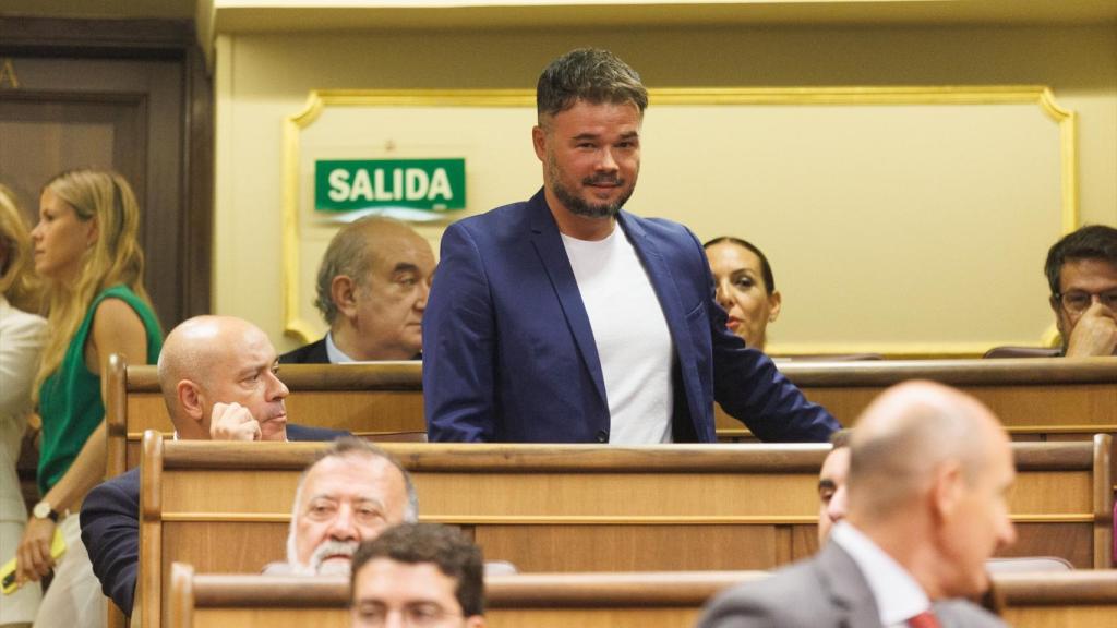El portavoz de ERC en el Congreso, Gabriel Rufián, durante la Sesión Constitutiva de la XV Legislatura en el Congreso de los Diputados, a 17 de agosto de 2023