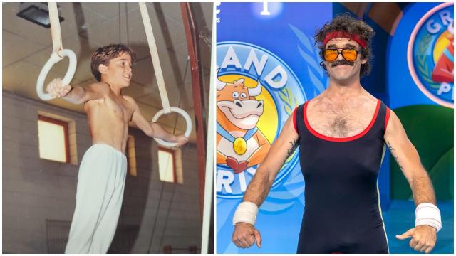 Wilbur, cuando fue campeón de España de gimnasia; y Wilbur en el Grand Prix.