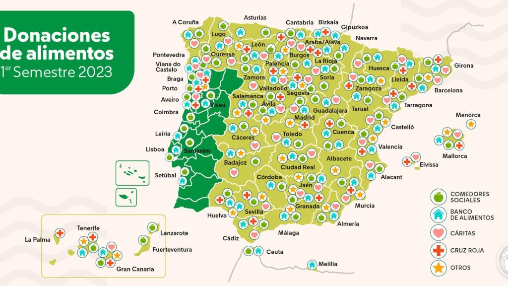 Mapa Donaciones Primer Semestre 2023. MERCADONA