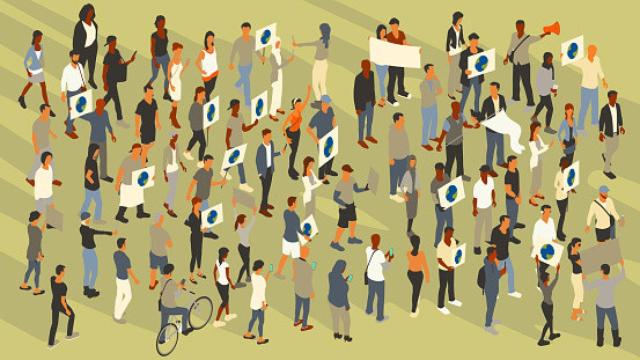 Ilustración de una protesta ambiental.