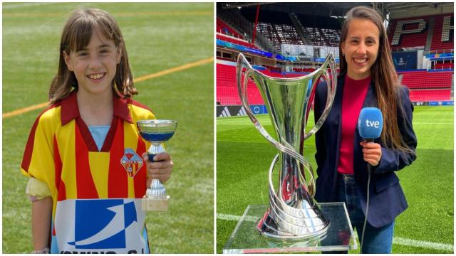 Alicia Arévalo, de niña y ahora como narradora de TVE.
