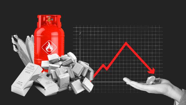 Ilustración sobre la caída de las principales materias primas.