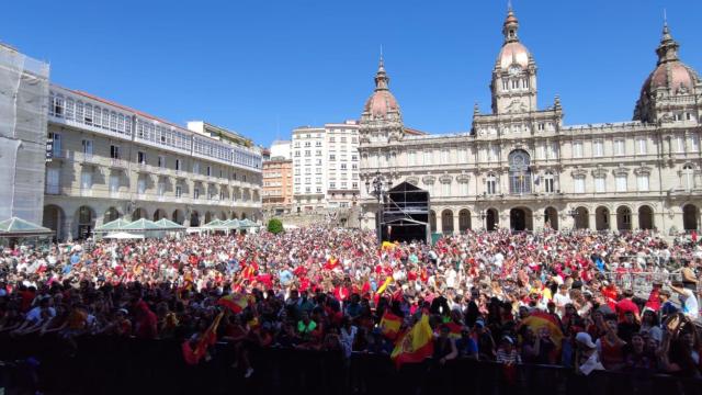 Miles de personas en la Plaza de María Pita siguieron la final de la Copa del Mundo Femenina del 2023