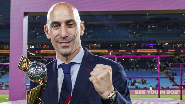 Luis Rubiales, presidente de la Federación, durante la celebración del Mundial femenino.