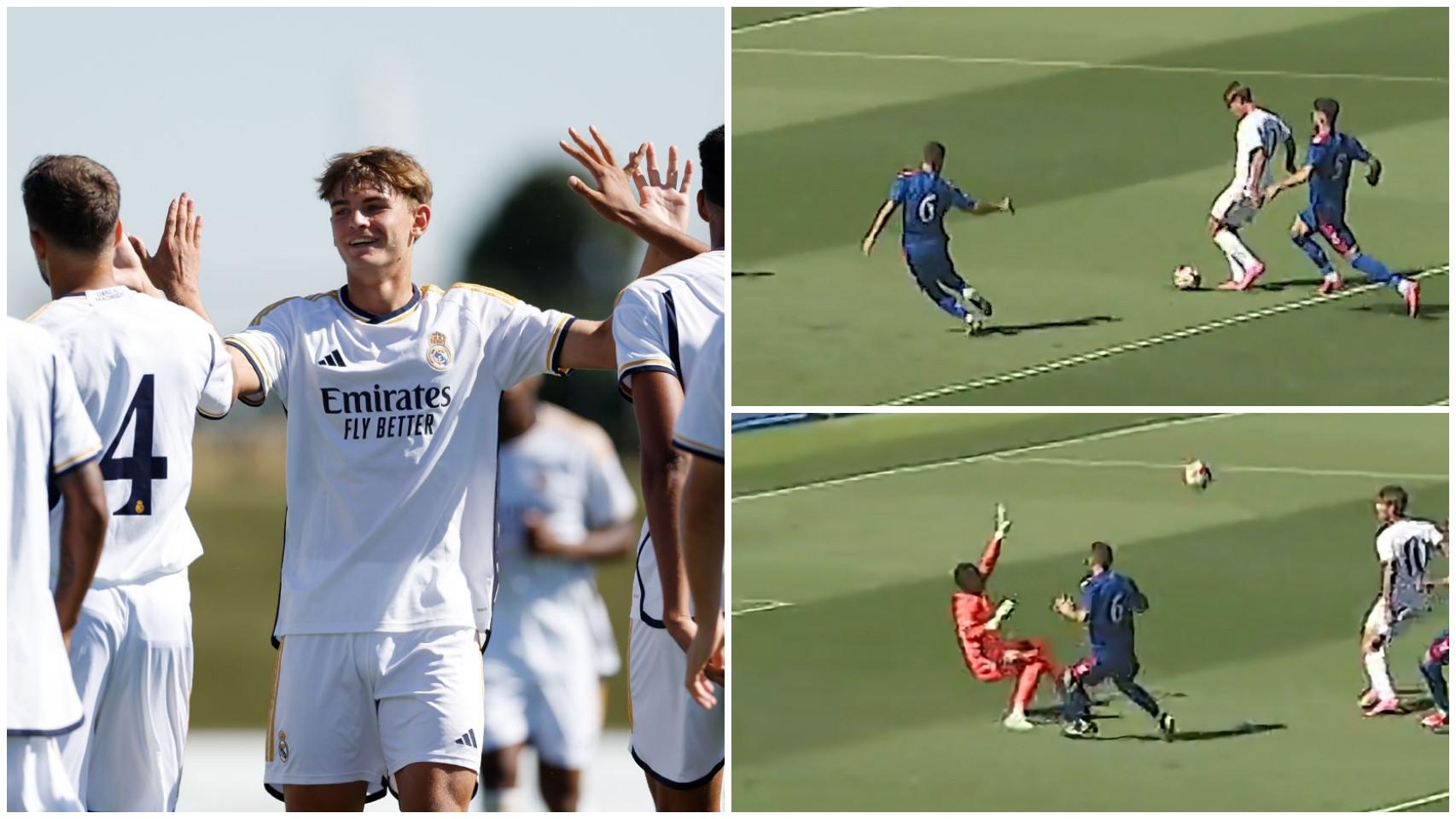Nico Paz, durante el partido frente al Rayo Majadahonda.