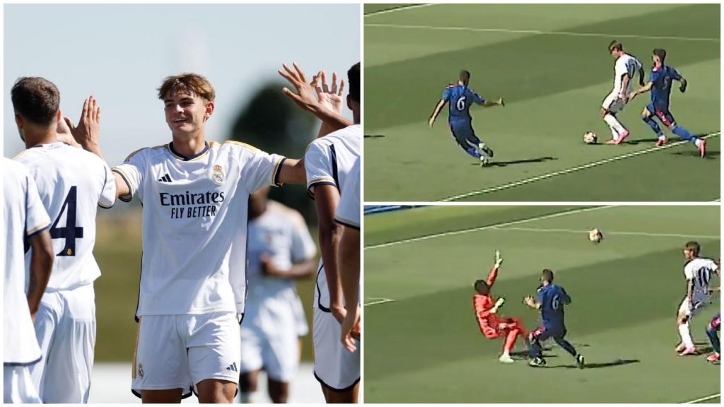 Nico Paz, durante el partido frente al Rayo Majadahonda.