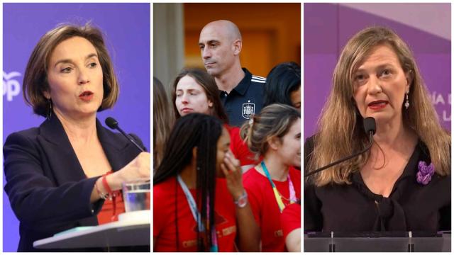 Cuca Gamarra, Luis Rubiales y Victoria Rosell